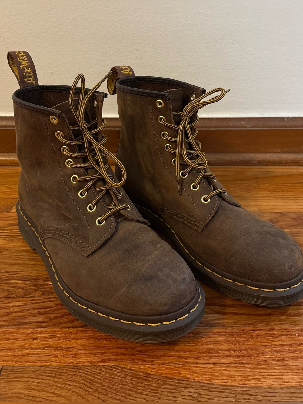 Doc Martens Brown Leather Lace-Up Crazy Horse Boots (size 10M)